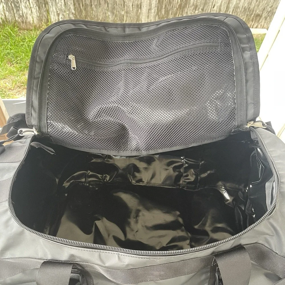 The North Face Black Duffel Bag with White Logo